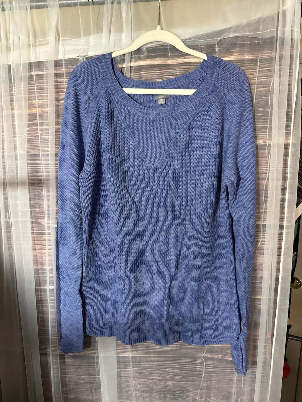 Aerie Blue Mixed Ribbed Shaker Stitch Long Sleeve Pullover Sweater Size XL